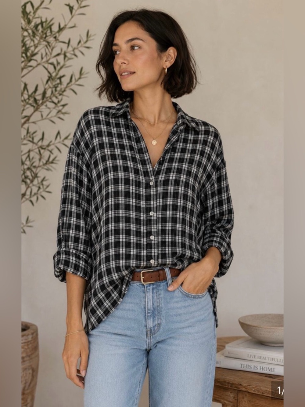 Frank & Eileen Black and White Plaid Button-Down Shirt - the Eileen size Medium